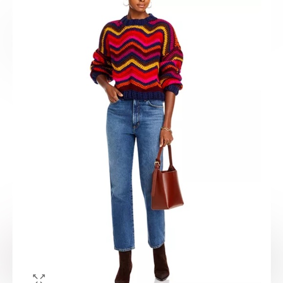 NWT FARM Rio Colorful Waves Crochet Sweater - Picture 3 of 15